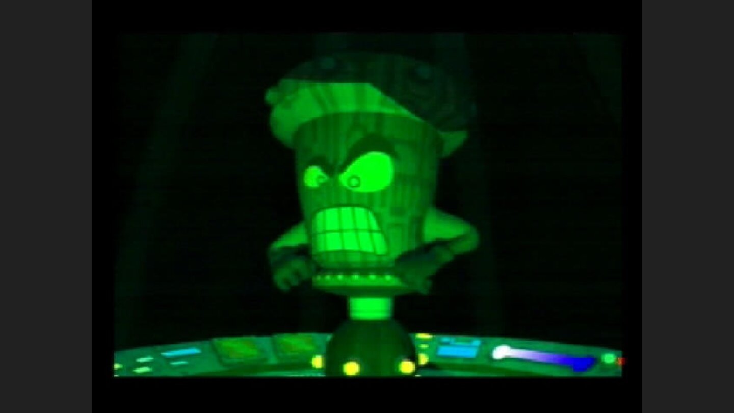 Intro - The Evil Pipe Queen in her UFO (she looks surprisingly male to me!)