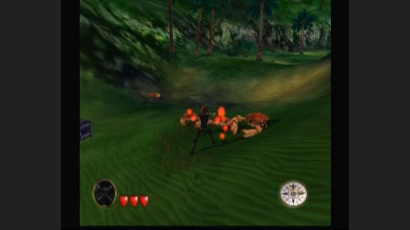 Fighting against giant crabs.