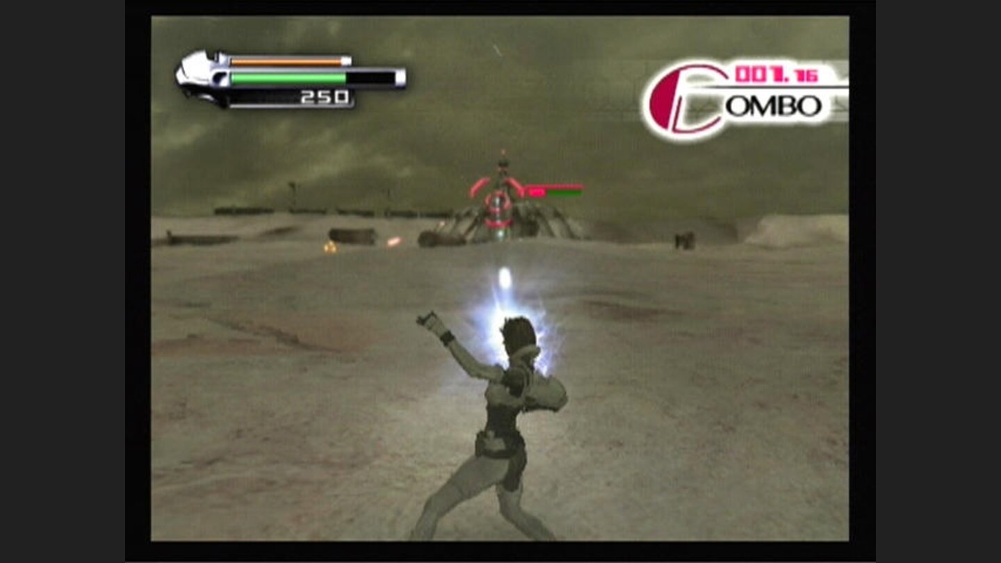 Blasting an enemy on the first level