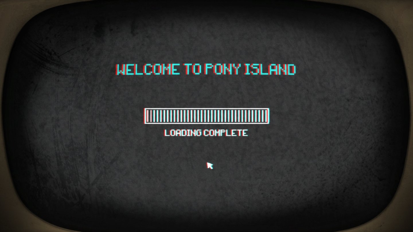 Pony IslandDas gesamte Spiel findet auf einem Röhrenbildschirm statt. In Pony Island spielen wir jemanden, der Pony Island spielt.