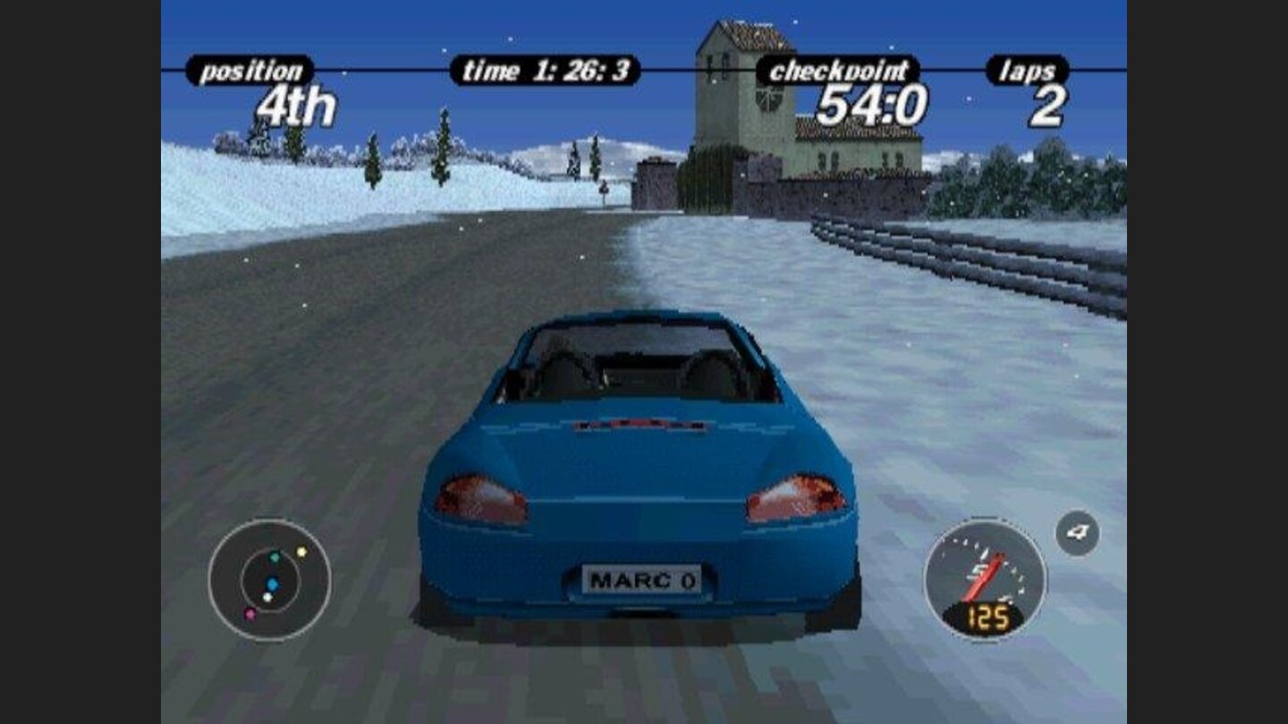Alpine - pursued by the group of two cars