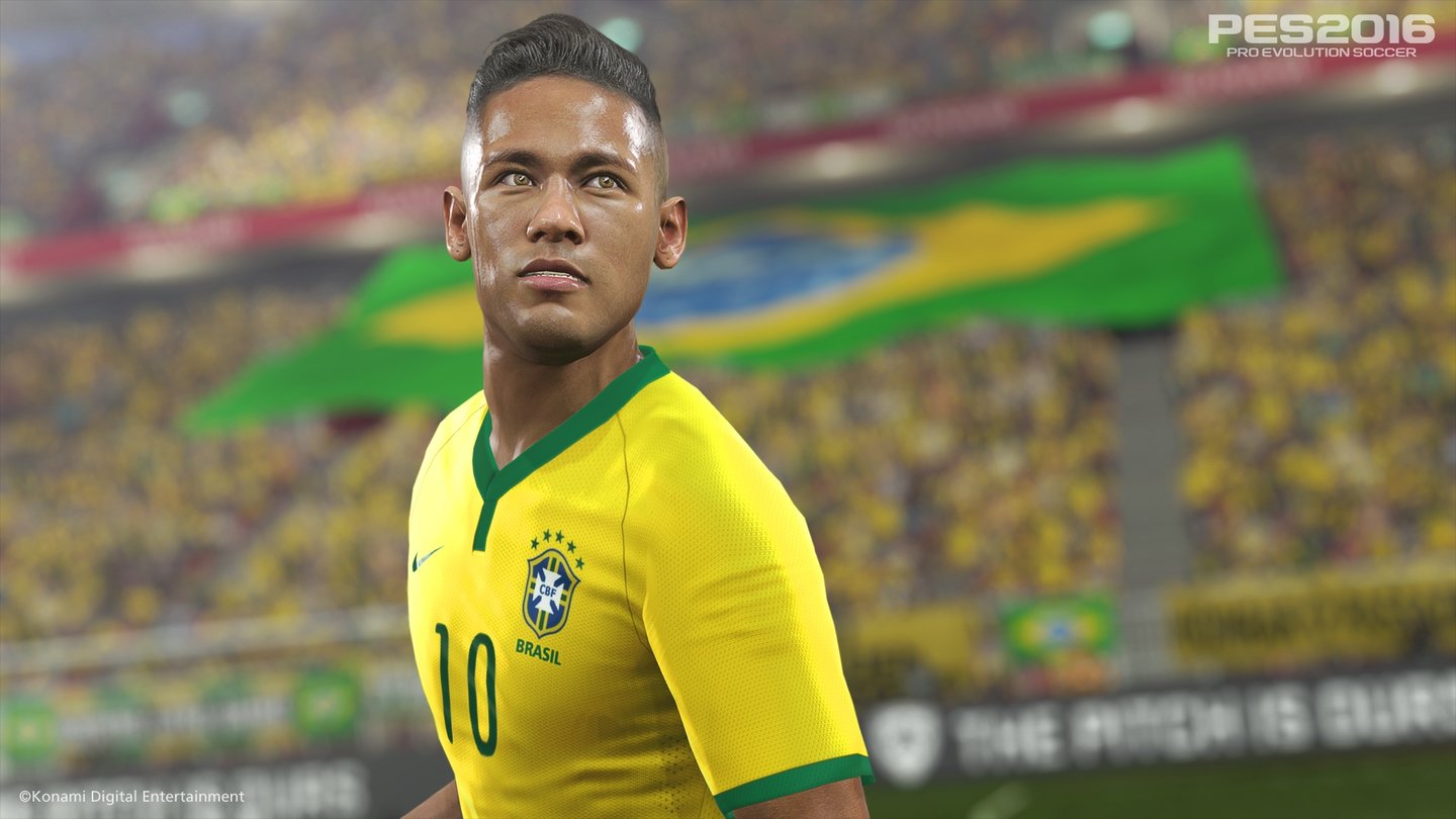 Pro Evolution Soccer 2016Der Brasilianer Neymar Jr. ist nicht nur im Spiel vertreten, sondern ziert auch die Verpackung von PES 2016.
