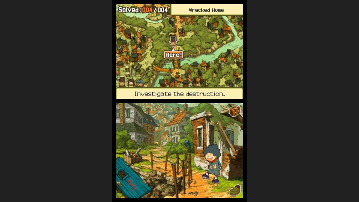 Professor Layton und der Ruf des PhantomsDas Städtchen Misthallery ist des bisher ödeste Schauplatz der Serie.
