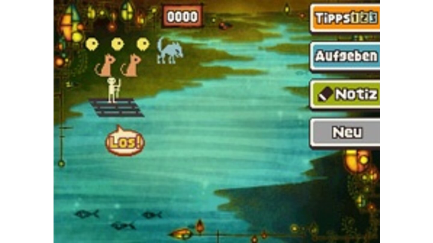 Professor Layton und der Ruf des PhantomsBisher in jedem Professor-Layton-Spiel vertreten: Wie bekommt man die Tiere sicher über den Fluss?