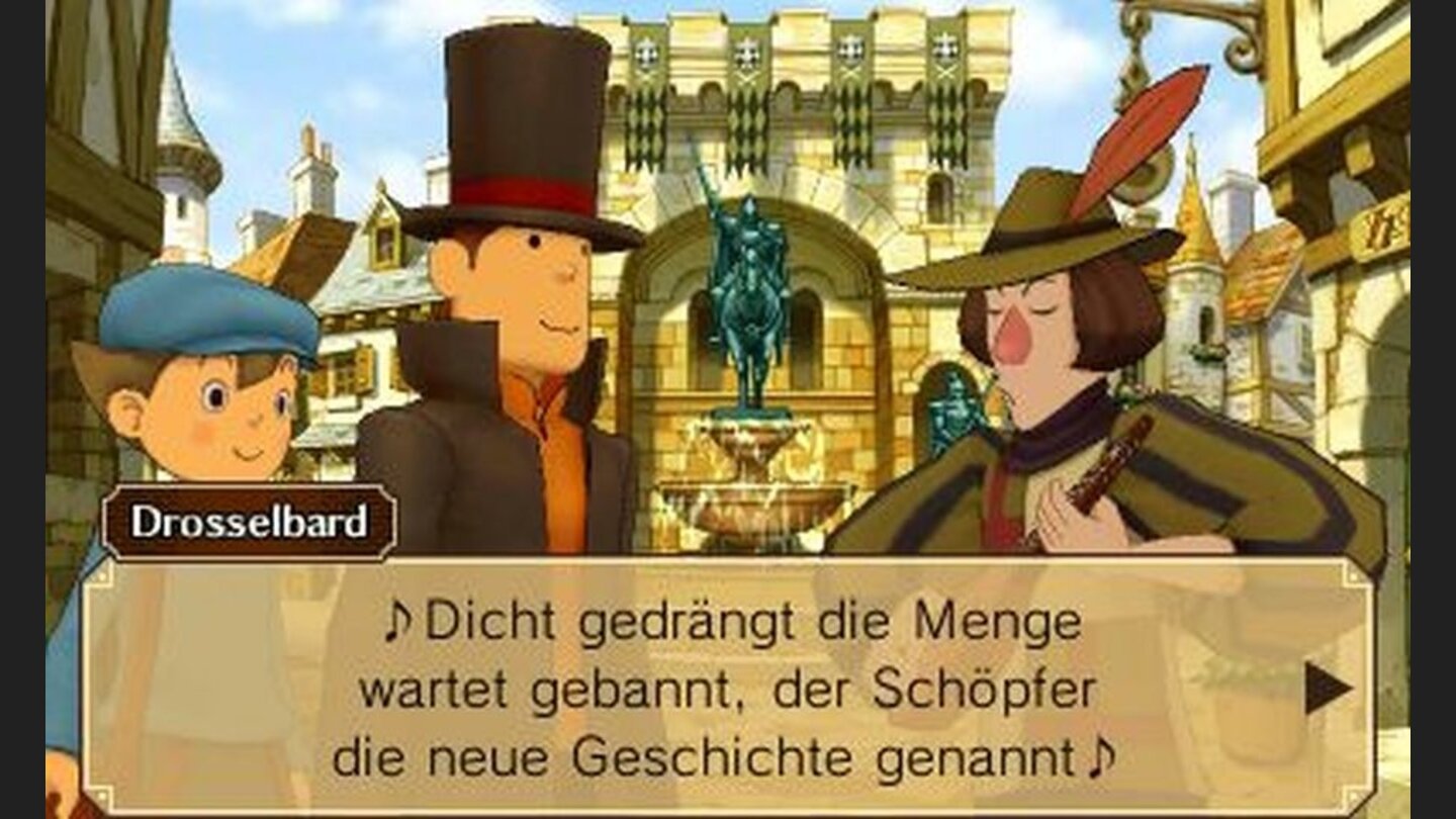 Professor Layton vs. Phoenix Wright… muss der Professor zunächst erst einmal Hinweise sammeln …