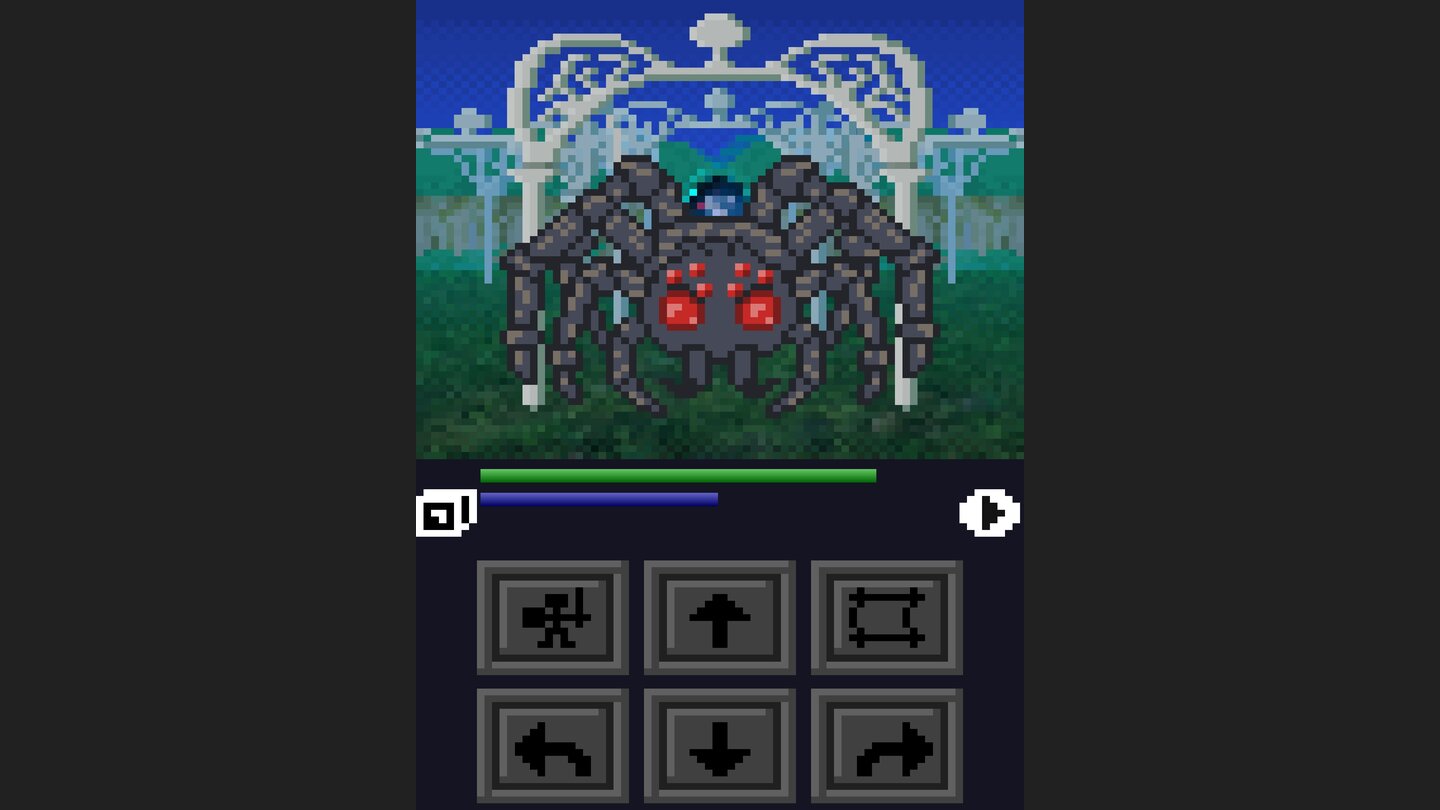 QuestlordPfui Spinne: Dieses riesige Ungetüm versperrt mit seinen Gliedmaßen ein magisches Portal.