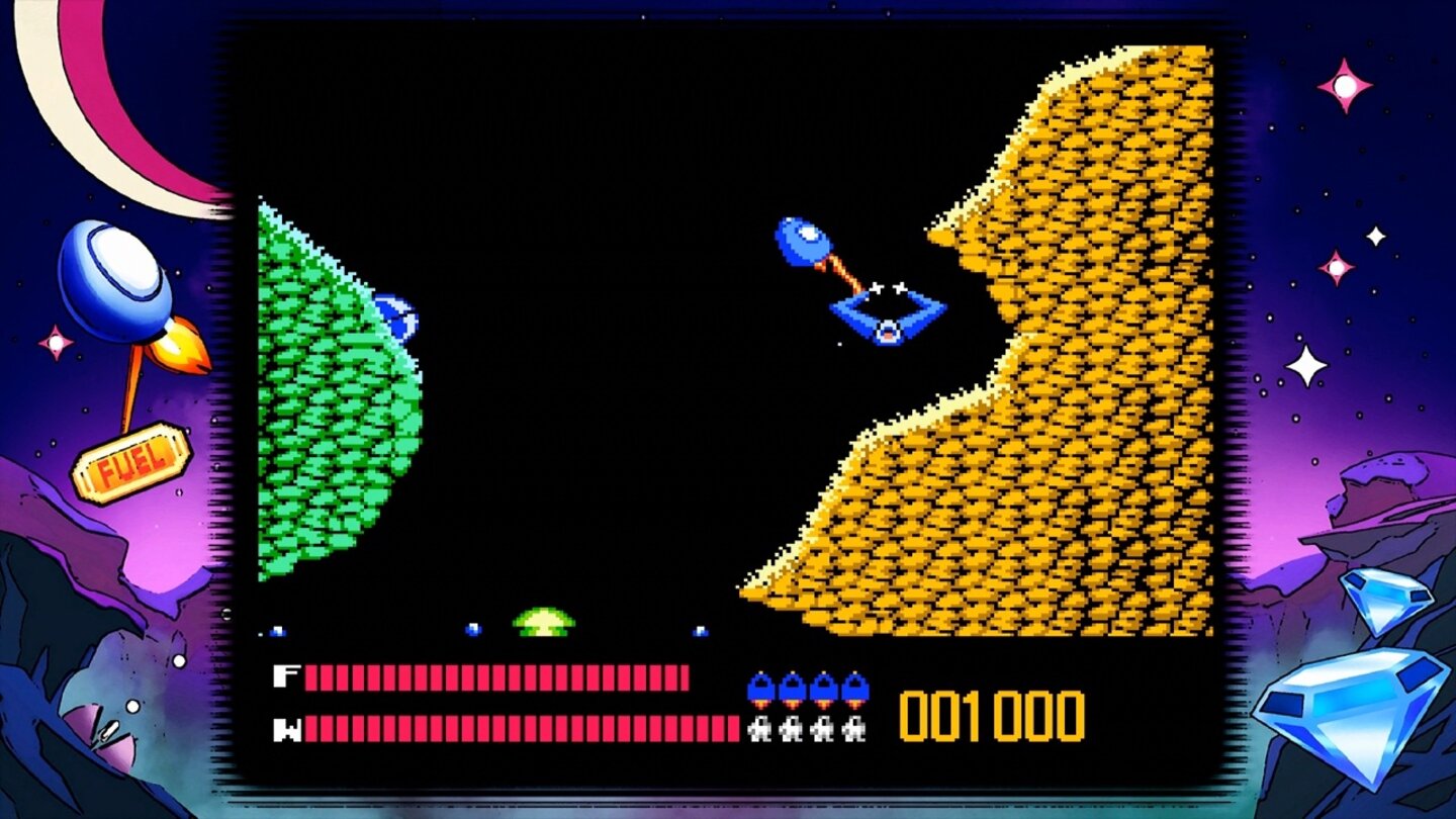 Solar Jetman (NES, 1990)
Sehr interessantes Geschicklichkeitsspiel, in dem wir an Bord einer Landekapsel gegen die Schwerkraft ankämpfen. Schwierig!
Wertung: ** von ***