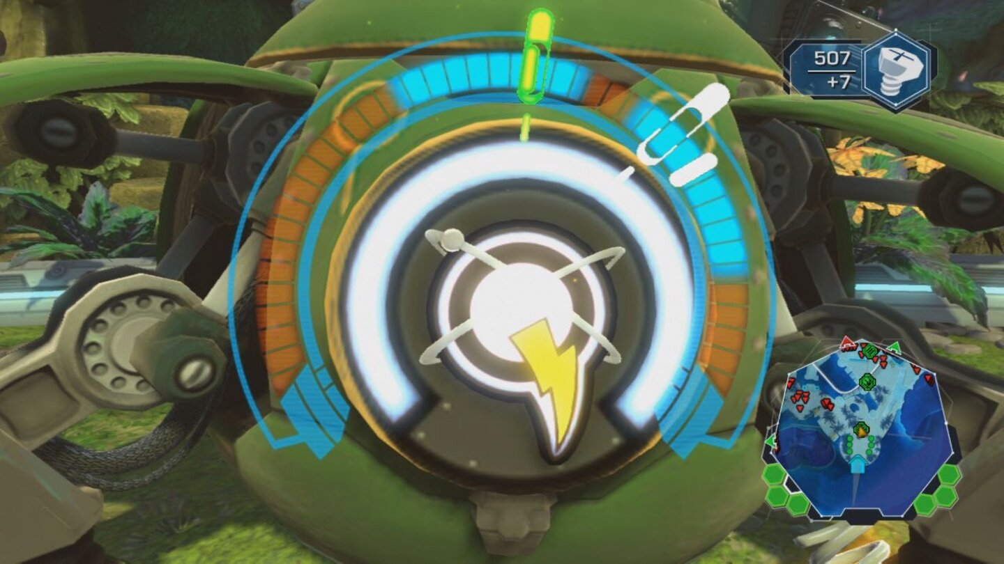 Ratchet + Clank: QForceWenn wir das Minispiel gut meistern, schalten wir eine größere Auswahl an Waffen frei.