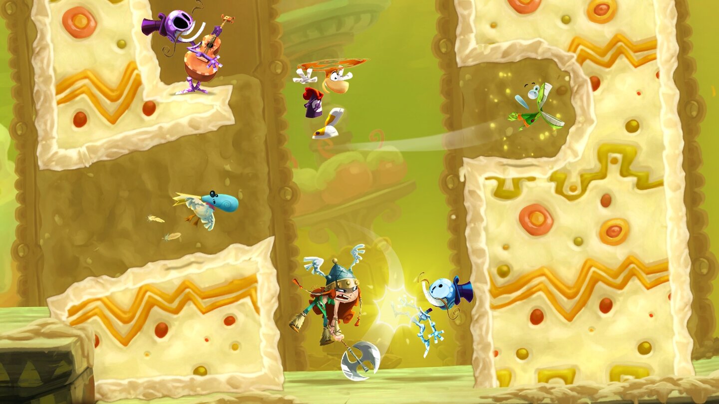 Rayman LegendsIn einigen Levels räumen wir mit Fliege Murfy den Weg für die anderen Helden frei.