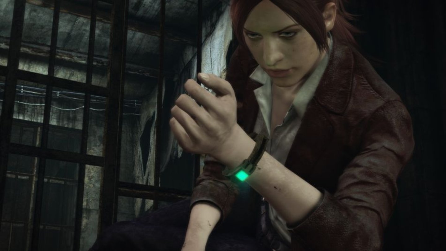 Resident Evil: Revelations 2Beide Entführungsopfer tragen Armbänder, deren Farbe über die Größe ihrer aktuellen Angst Auskunft gibt.