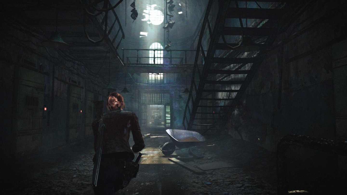 Resident Evil: Revelations 2Stellenweise sehen die Umgebungen wirklich schick aus. Anderorts, insbesondere in manchen Außenarealen, wirkt die Kulisse eher zweckmäßig.