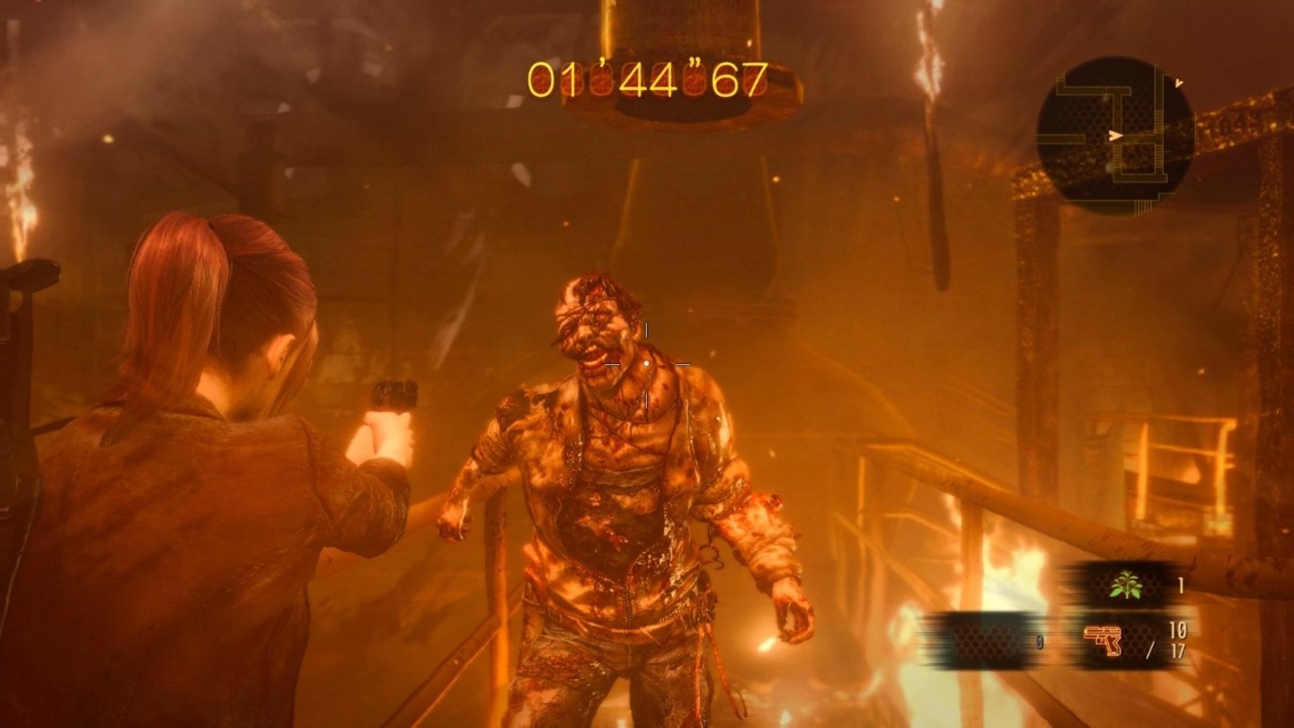 Resident Evil: Revelations 2Diese Szene, in der wir rasch aus einer brennenden Anlage fliehen müssen, ist alles andere als Innovativ und neu. Spaß macht sie dennoch.