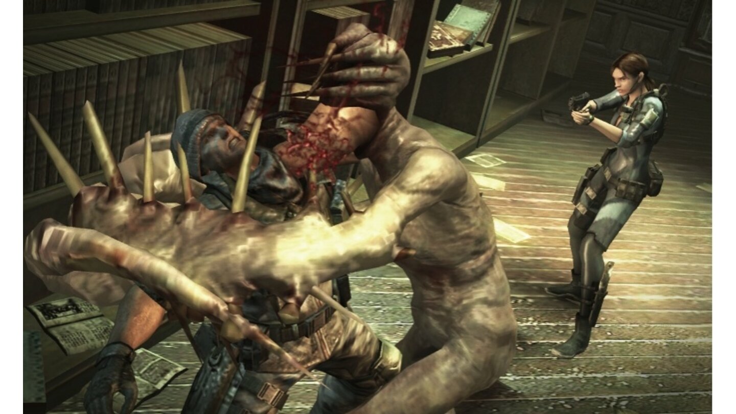 Resident Evil: RevelationsOoze sind sehr Kontaktfreudige Wesen, zum Glück könnt ihr euch im Raid-Modus gegenseitig den Rücken decken.