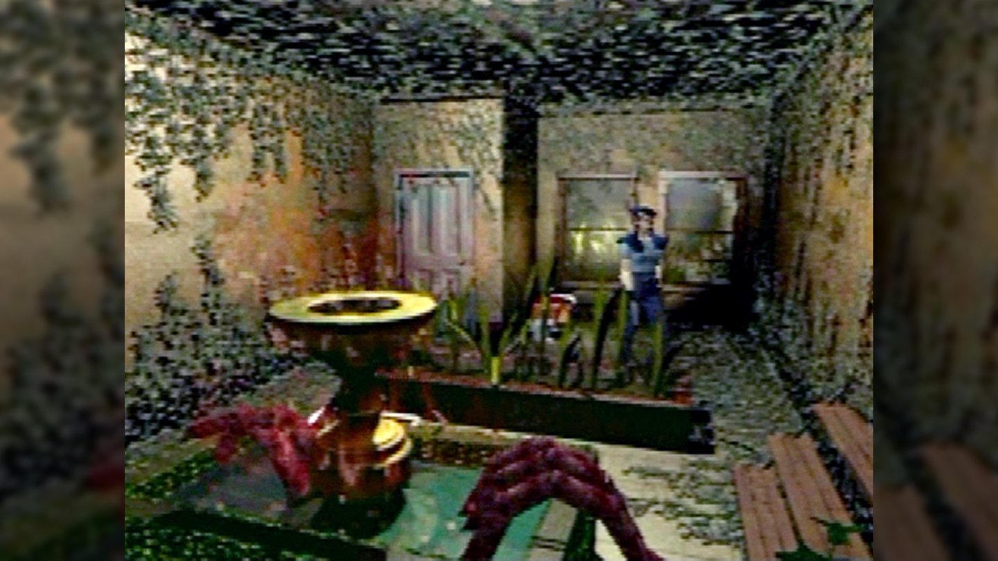 Resident Evil (PlayStation)Um den Weg zu einem Schlüssel frei zu machen, sollte diese Riesenpflanze
über die Pumpe mit einer Chemikalie »gefüttert« werden.