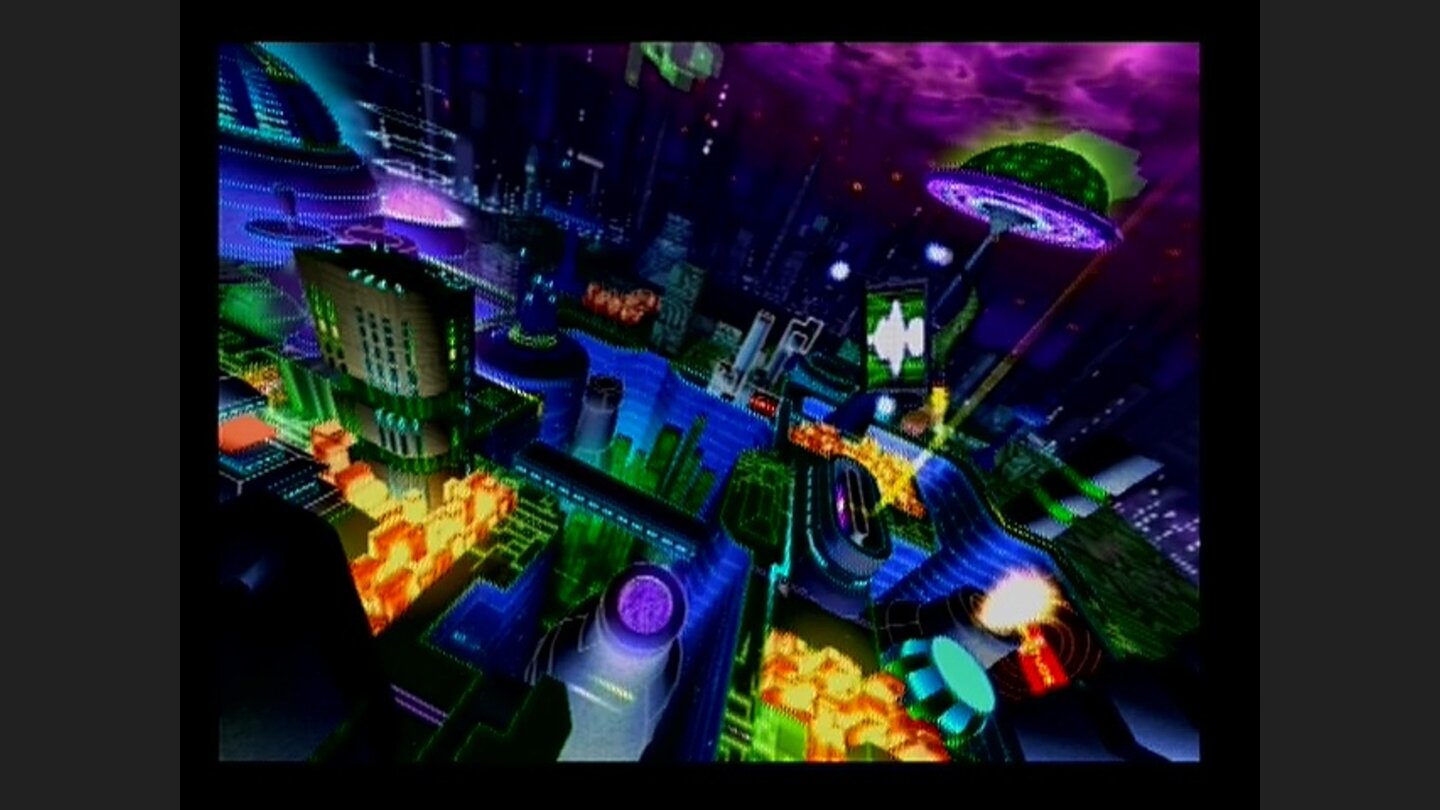 Retro Hall of Fame: AmplitudeDie Spielwelt von Amplitude ist knallbunt und futuristisch. Der charmante Rock+Roll-Stil von Guitar Hero gefällt uns aus heutiger Sicht aber besser.
