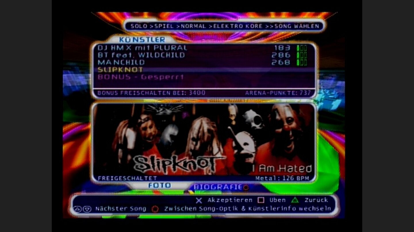 Retro Hall of Fame: AmplitudeDie Amplitude-Songs decken ein breites Spektrum ab: Von seichtem Pop über Rap bis zu Metal-Bands wie Slipknots ist für jeden Geschmack etwas dabei.