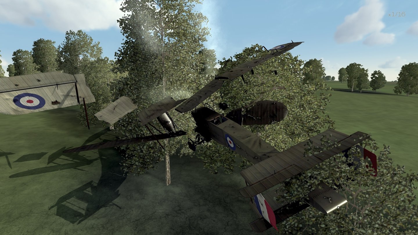 Rise of Flight: Channel Battles Edition... eine Minute später endet der Flug im britischen Baumbestand.