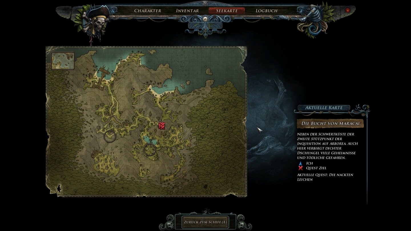 Risen 2: Dark WatersDie Karte verzeichnet nun auch Questziele.