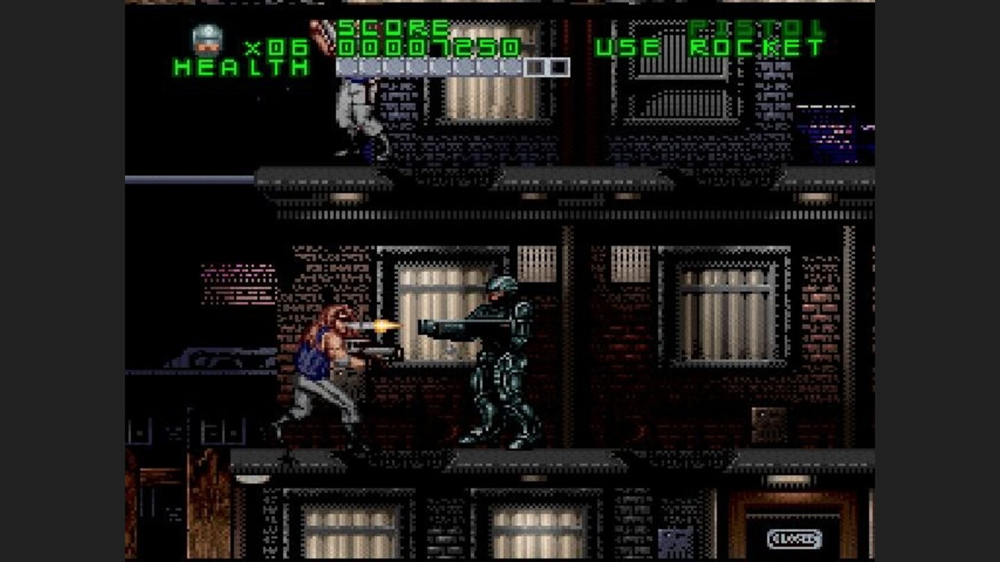 The future of law enforcement... Robocop shoots a punk in the face with his rocket launcher