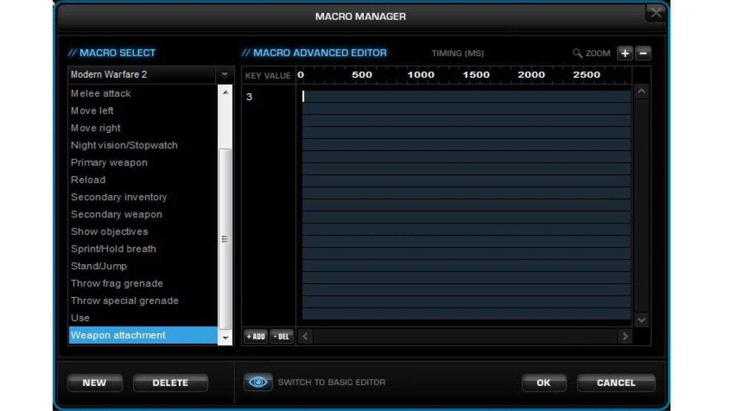 Roccat Kone XTDDer erweiterte Makro-Editor erlaubt es uns Tastenkombinationen auf die Millisekunde genau zu timen.