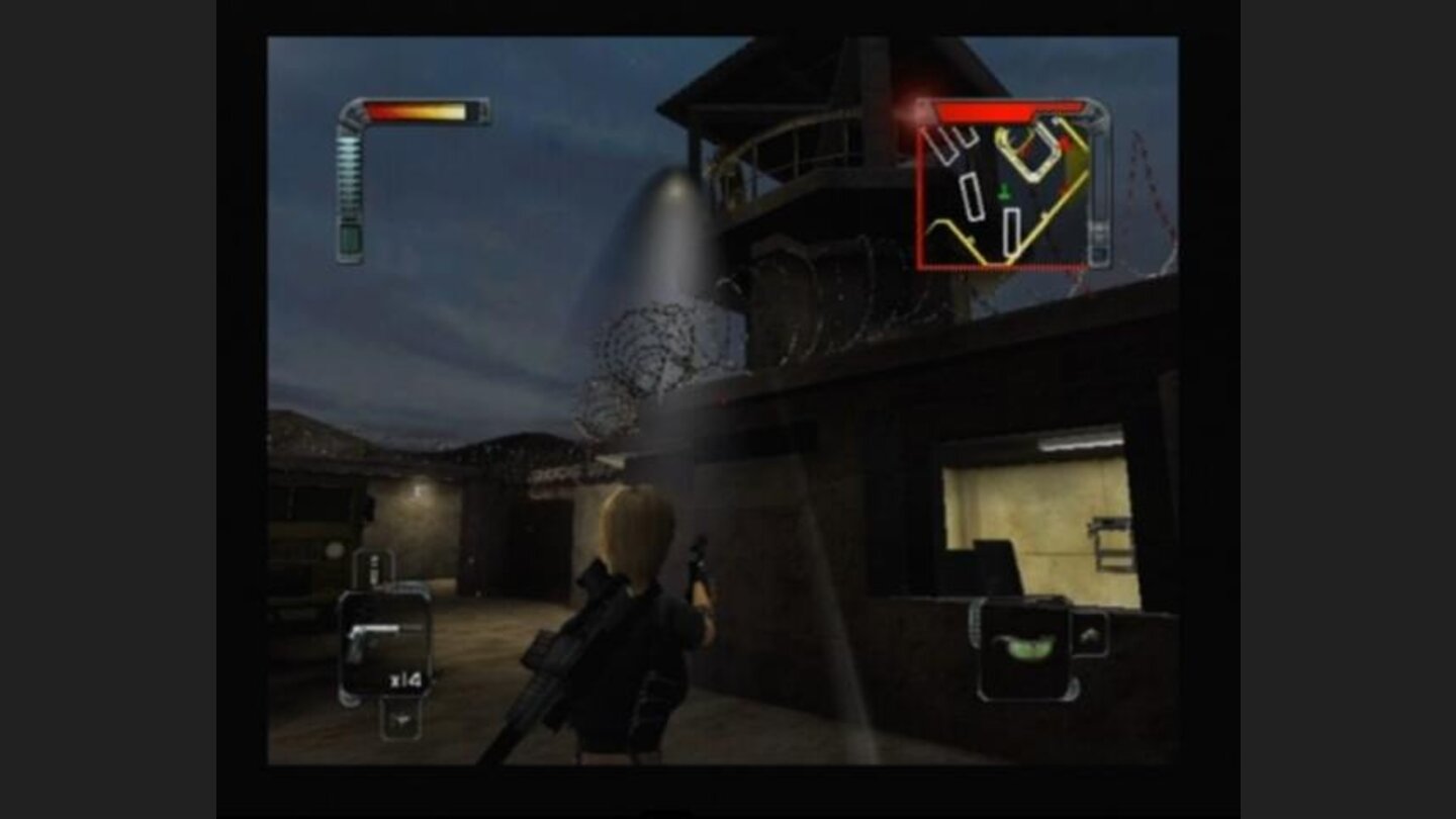 The guard at the tower spotted you, and your silence gun is no match for his machine gun in the open so act quickly