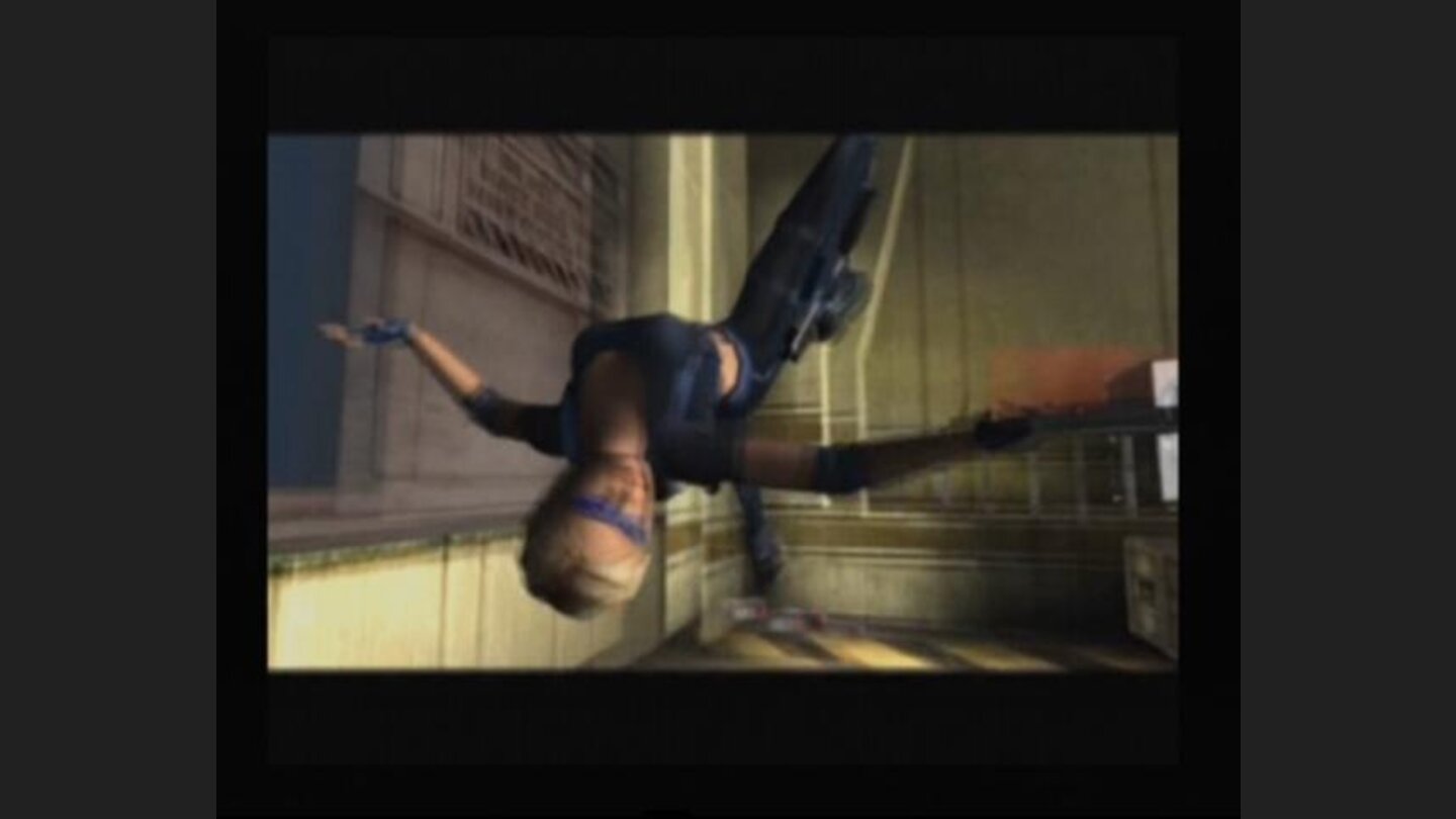 Nikkis pulling a stunt to dodge the rain of an incoming bullets