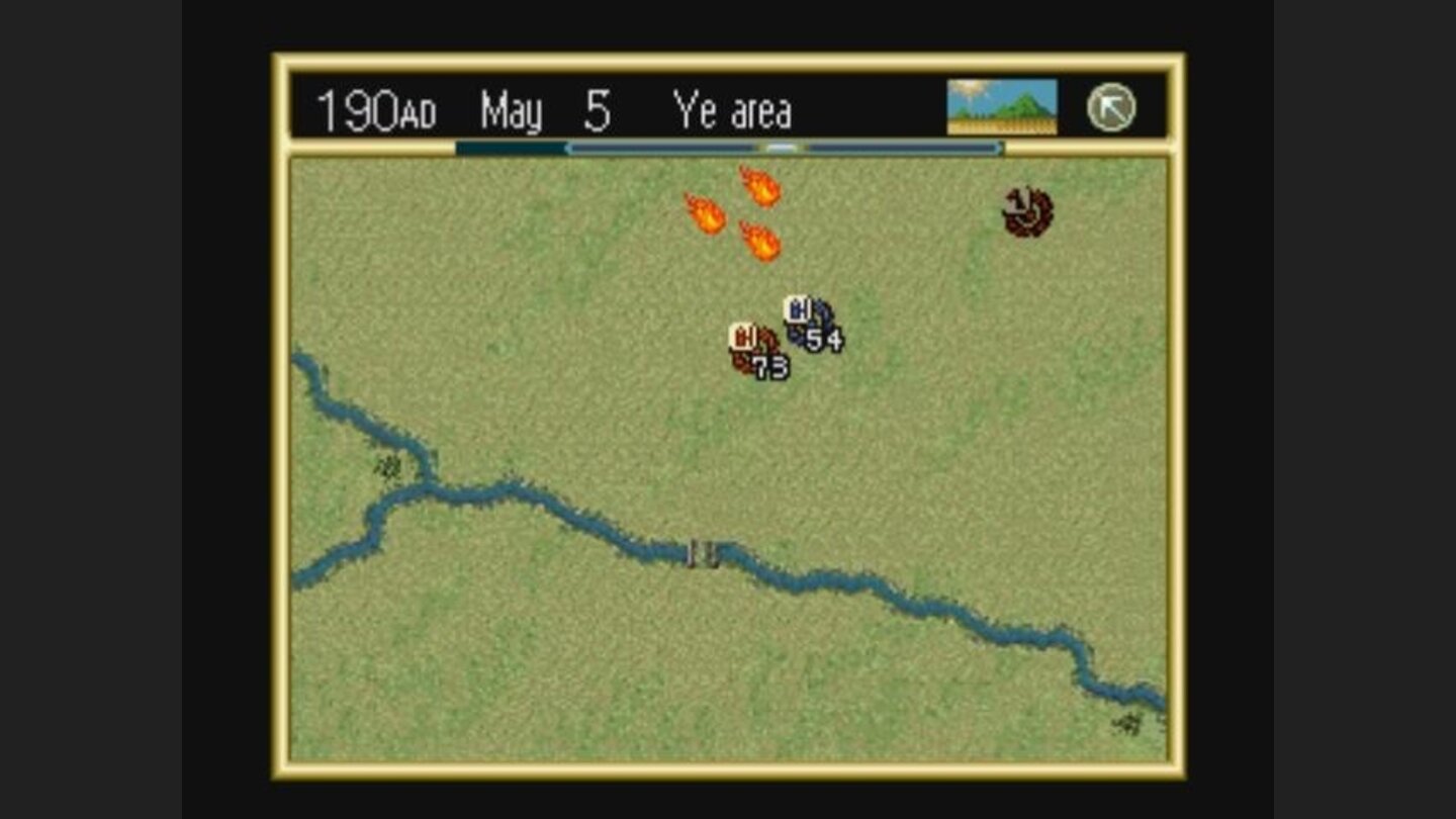 The Playstation battle map. Notice the fire set by one of Lui Beis forces.