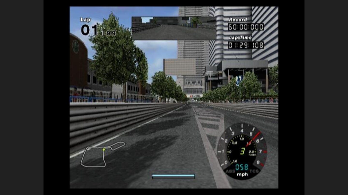 Racing through downtown...