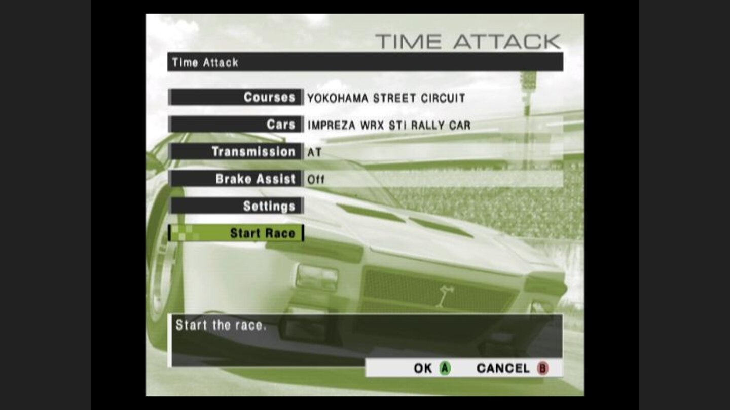 The time attack menu