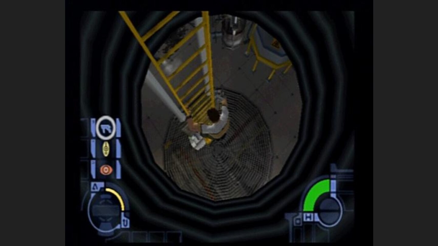Gliding down the ladder, much cooler than just climbing down.
