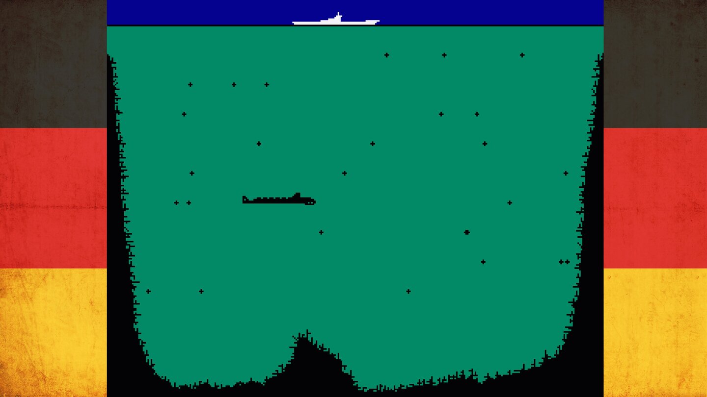 Sea WarDie U-Boot-»Simulation« ist eines der wenigen ostdeutschen Kriegsspiele. Geschossen wird darin aber nicht: In unterschiedlichen Schwierigkeits- und Tempostufen muss man mit einem U-Boot ein Minenfeld durchqueren, ohne von der lauernden Fregatte entdeckt zu werden.