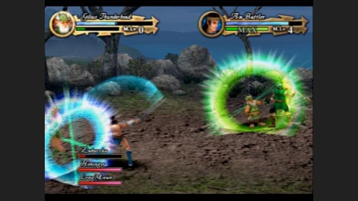 This is a well balanced team-work, each player guards one side of the screen