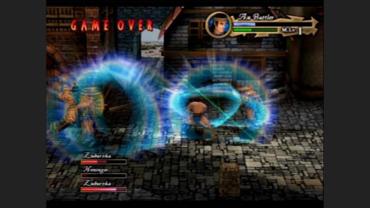 Believe it or not, this is a single strike, Ax swings his sword backwards and thus harming all the enemies in the vicinity