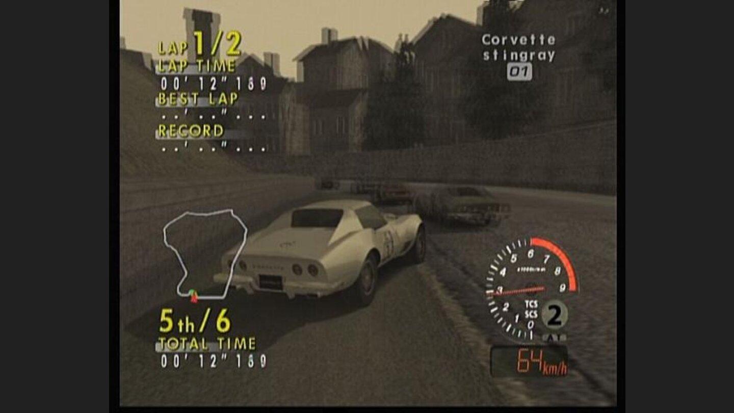 No, this is not sort of black+white picture, but probably smog as these cars didnt use catalysators back then.