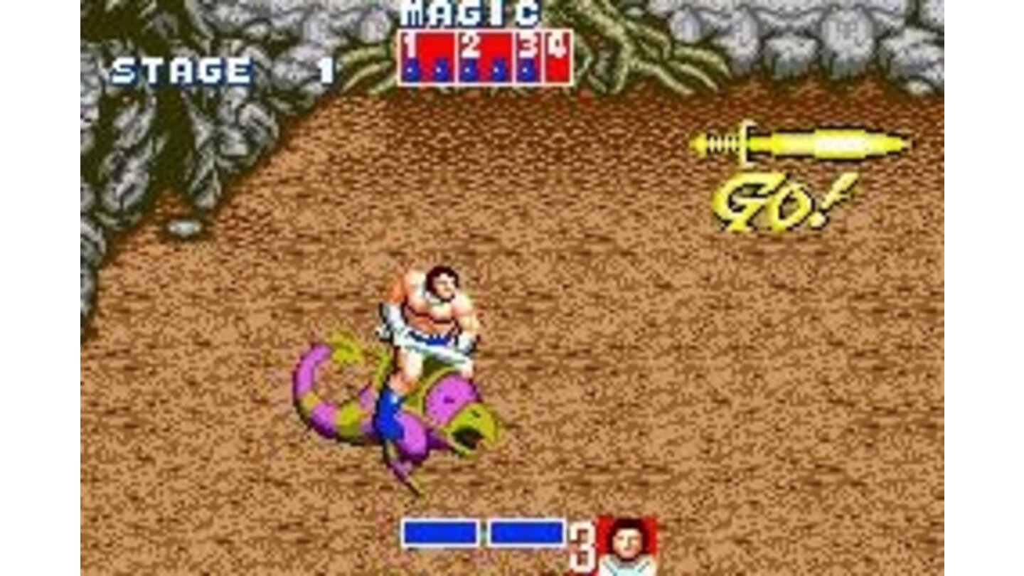 Golden Axe: These lizard things are far more powerful that your muscle bound goon.