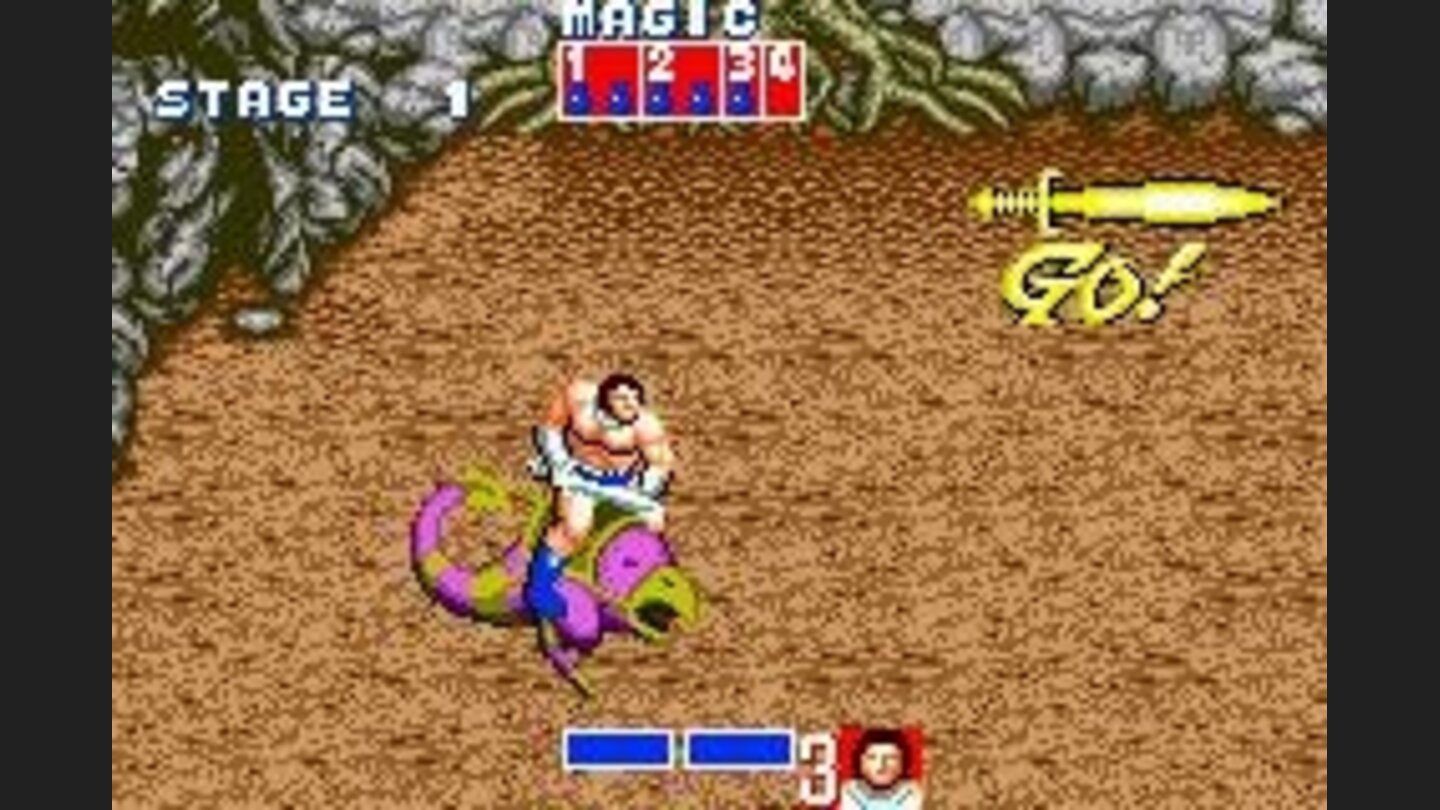 Golden Axe: These lizard things are far more powerful that your muscle bound goon.