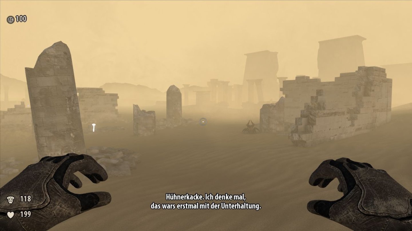 Serious Sam 3: BFEIn einem Level geraten wir in einen Sandsturm und müssen unsere verloren gegangenen Waffen finden.