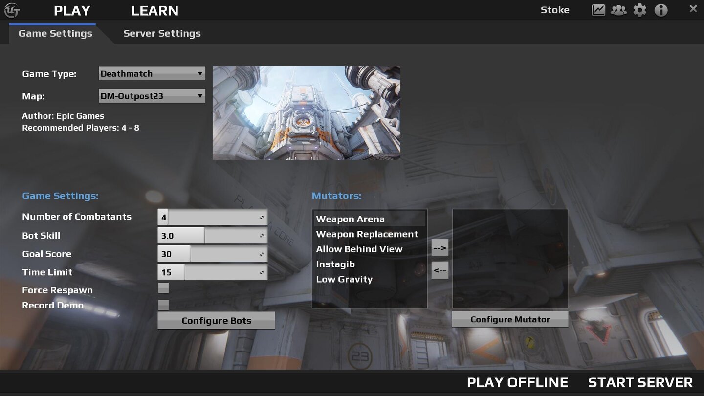 Unreal Tournament - Servermenue