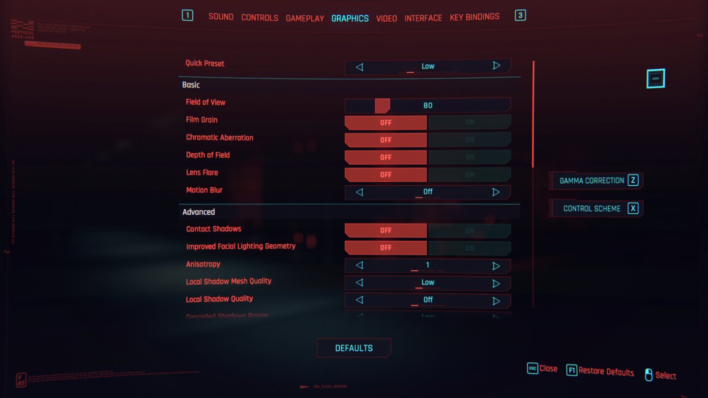 Settings PC Preset Low