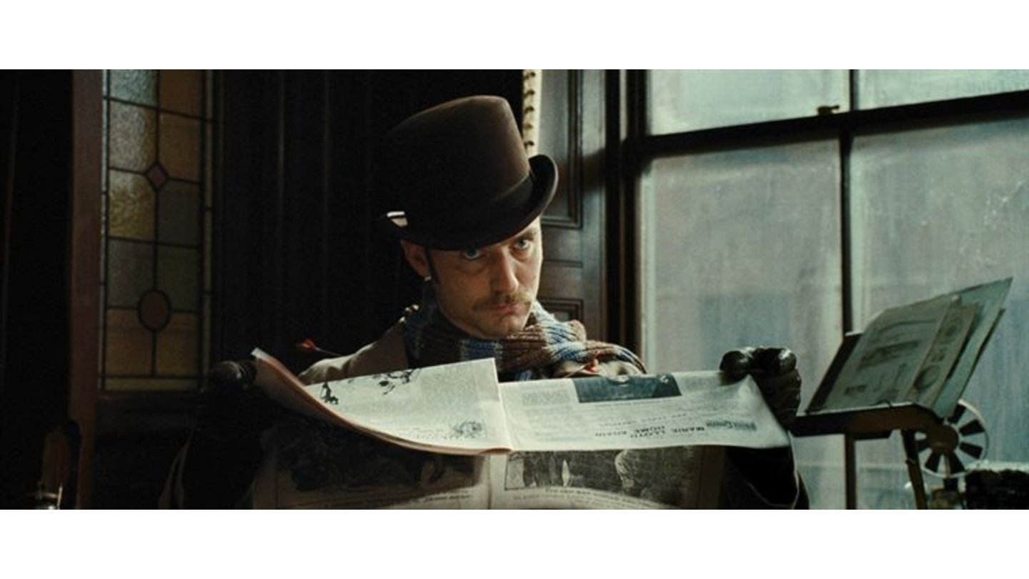 Sherlock Holmes: Spiel im SchattenDarsteller Jude Law wird im Film fast vergiftet; ein ähnliches Schicksal widerfuhr ihm erst kürzlich im Seuchenfilm ContagionBildrechte: Warner Bros. Pictures Germany