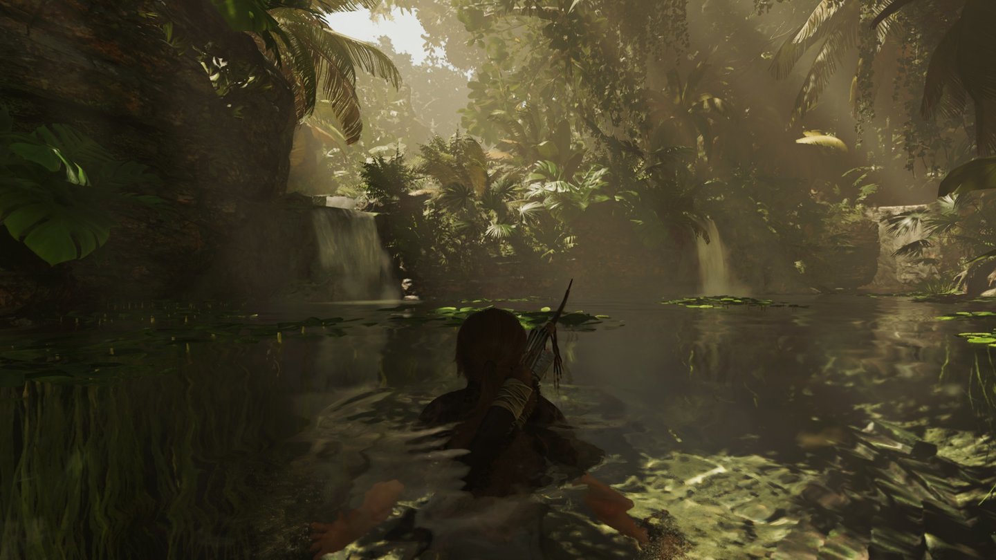 Shadow of the Tomb RaiderIn Kombination mit der tollen Lichtstimmung gehört der Dschungel zu den grafischen Highlights.