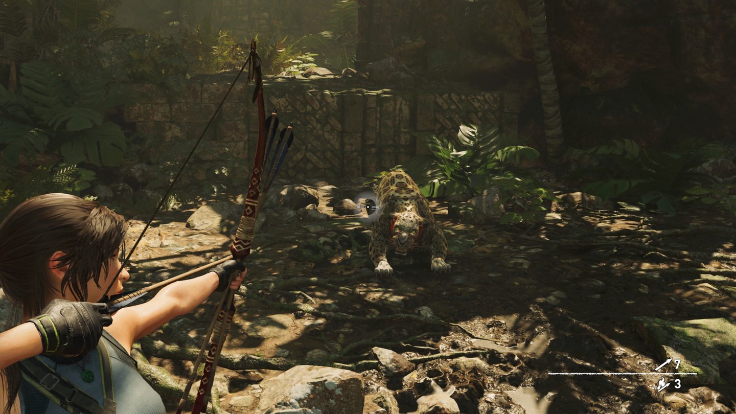 Shadow of the Tomb RaiderIm Dschungel stecken einige Gefahren. Hier haben wir das Revier eines Jaguars betreten - und er ist nicht erfreut.