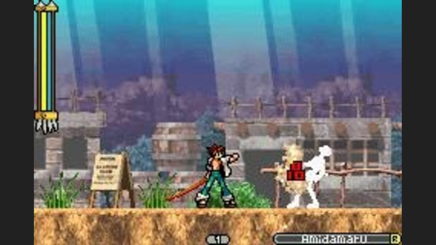 Defeating a skeleton.
