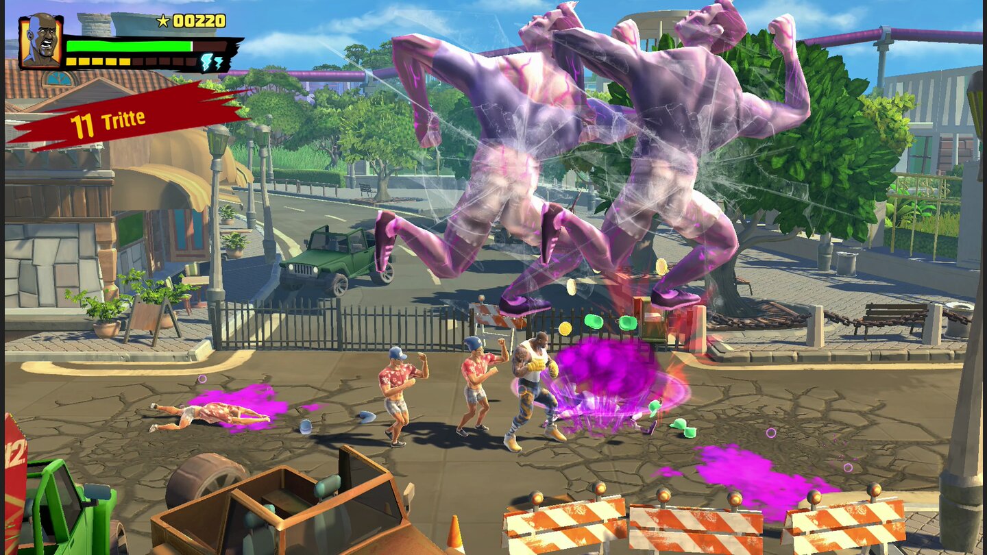 Shaq Fu: A Legend RebornNett: Wie im Brawler-Klassiker Turtles in Time haut es Gegner manchmal gegen den Bildschirm.