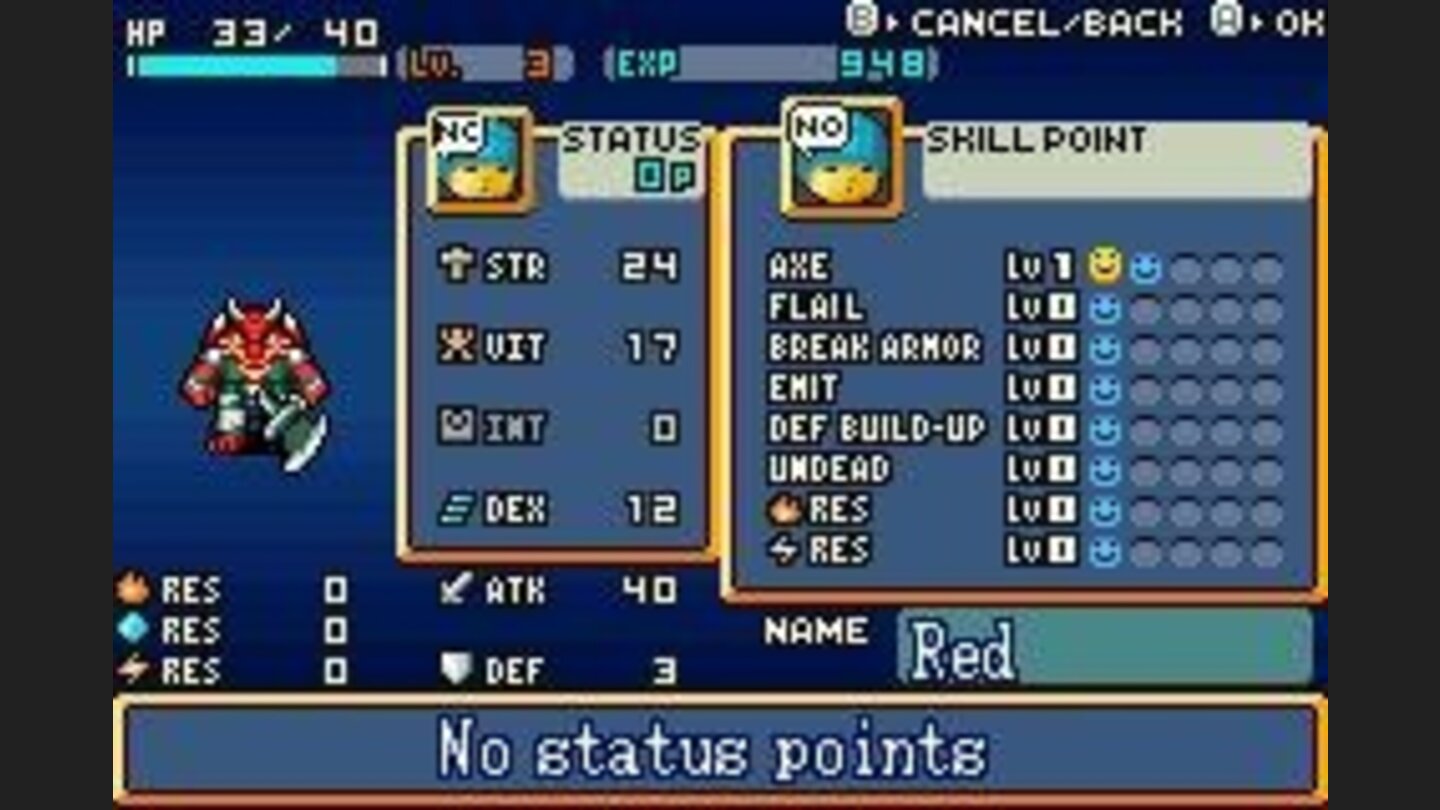 Here is your status screen when youre not leveling up
