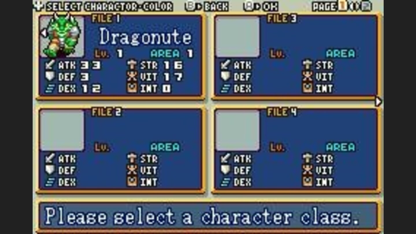Select from four characters classes