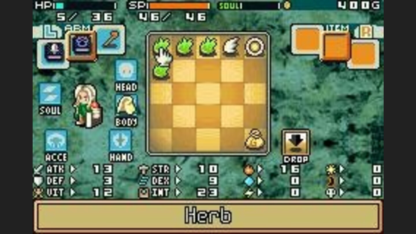 The inventory screen shows all your items and equipment