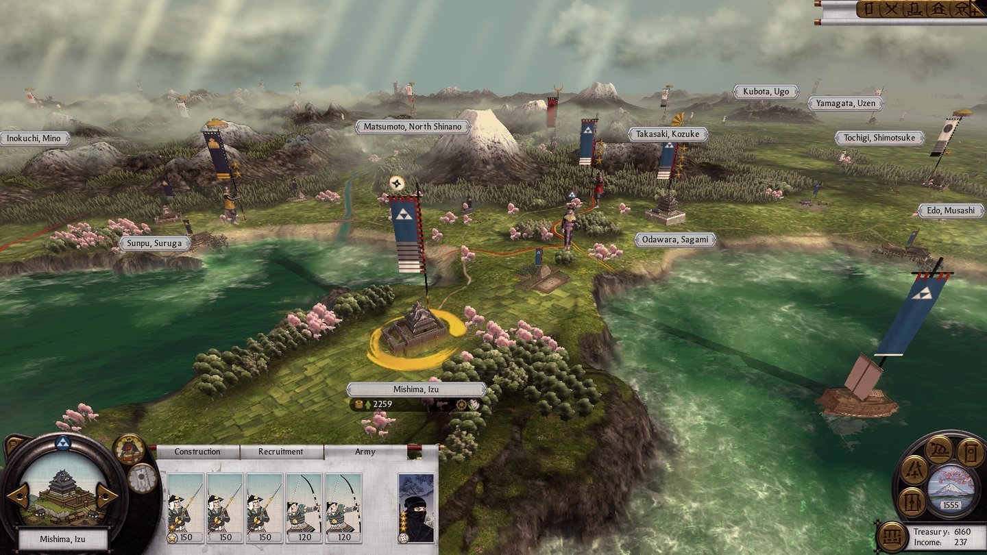 Shogun 2: Total WarDie gesamte Strategiekarte wirkt deutlich detailverliebter als in Empire.