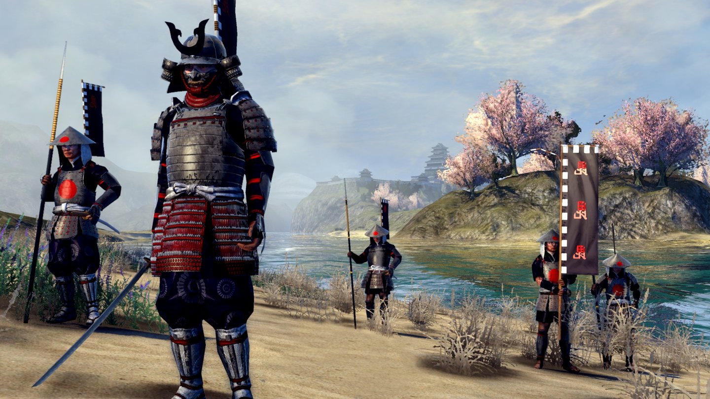Shogun 2 - Eine Vorhut erkundet die Umgebung einer Festung nach einem Ankerplatz.
