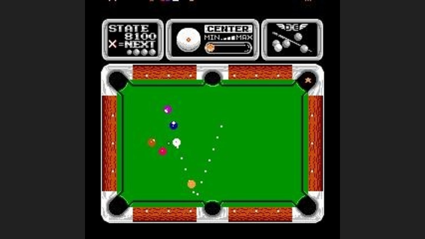 The dotted line indicates the path of the cue ball when hit.